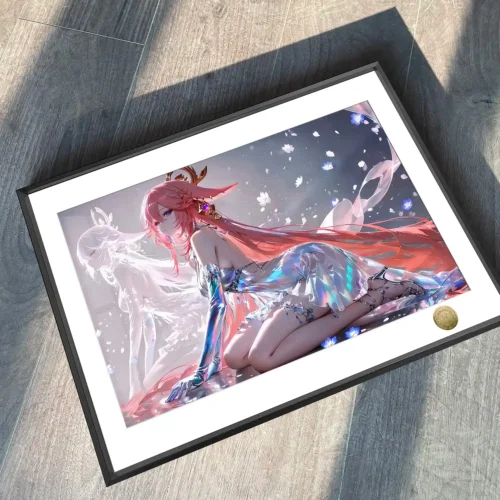 A3 & 4K Size Willowy Yae Miko Decorative Painting - Genshin Impact Decoration Painting - HuangGua Studio - Image 2