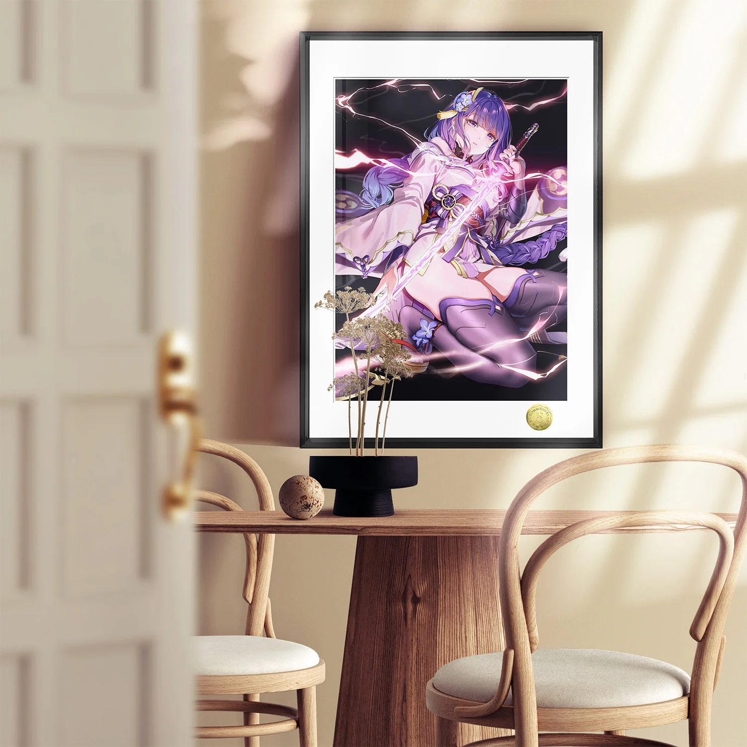 A3 & 4K Size One Slash of No Conception Raiden Shogun Decorative Painting - Genshin Impact Decoration Painting - HuangGua Studio - Image 3