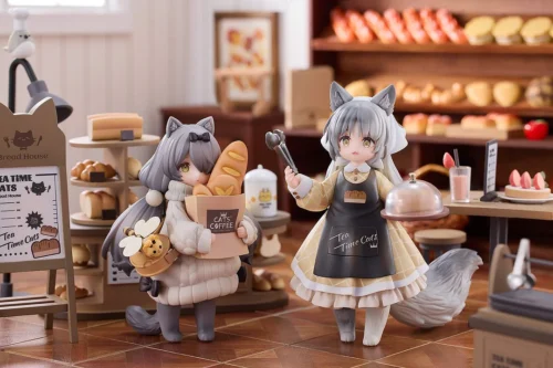 Meowtown Bread Shop Clerk Dragon Li & Customer British Shorthair - Original Design Statue - RIBOSE