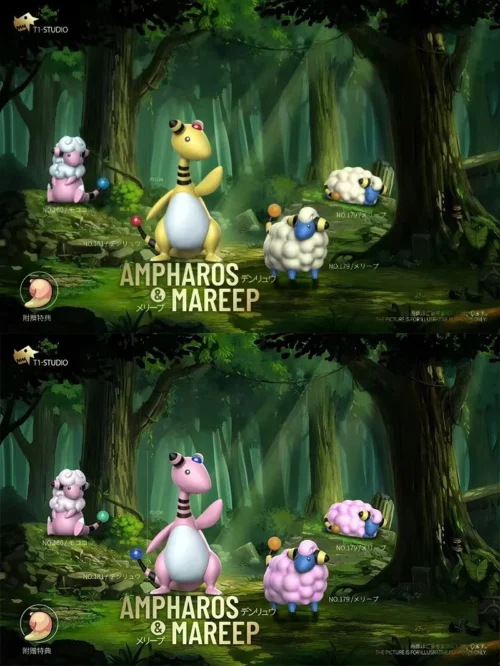 1/20 Scale World Zukan Evolution of Ampharos Set - Pokemon Statue - T1 Studio [Pre-Order] - Image 1