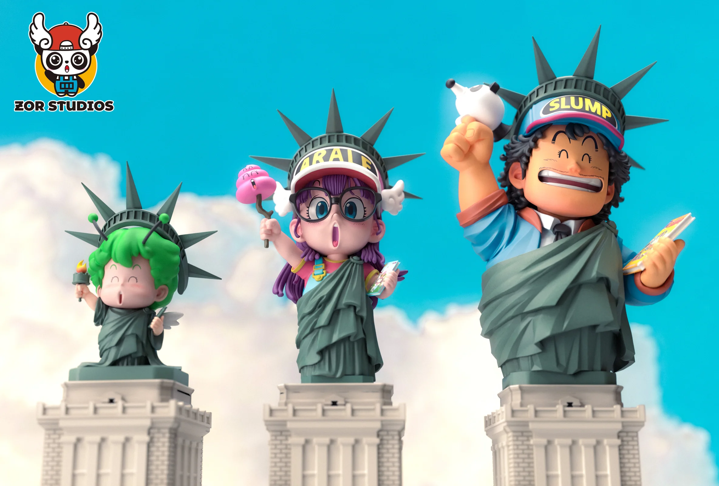 WCF Scale Liberty Cosplay Arare/ Arale Team - Dr. Slump Resin Statue - ZOR Studios - Image 3