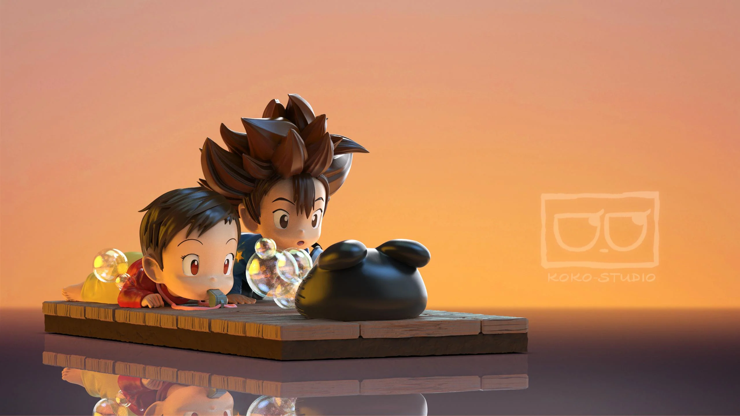 First Meet Blowing Bubbles Botamon - Digimon Resin Statue - KOKO-Studio - Image 2