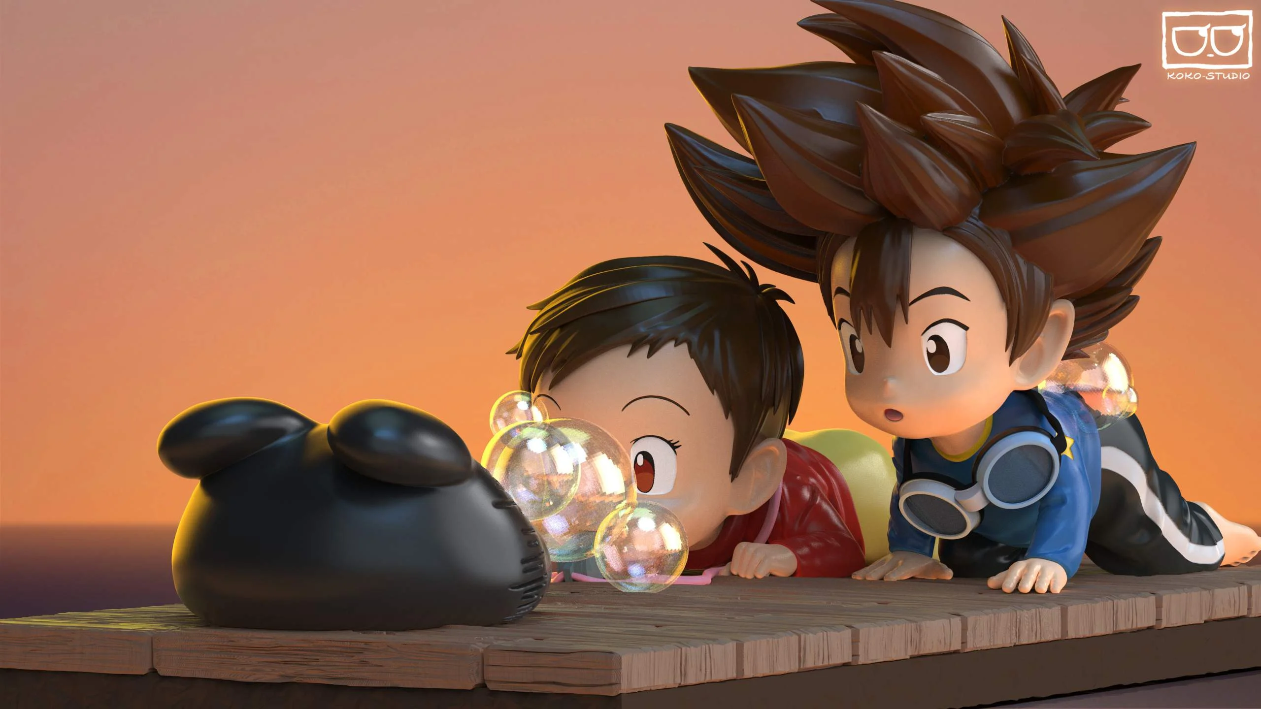 First Meet Blowing Bubbles Botamon - Digimon Resin Statue - KOKO-Studio - Image 3