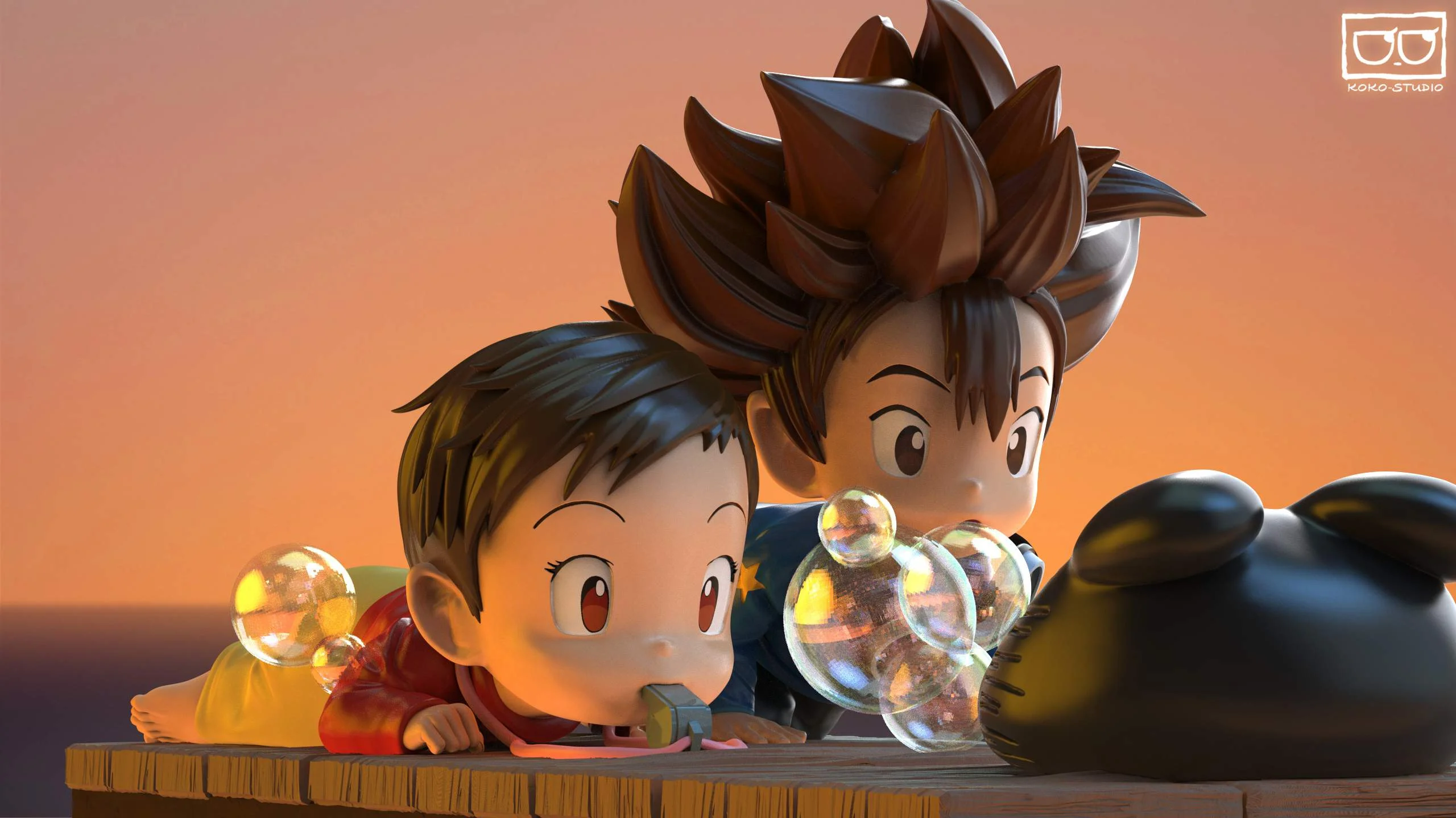 First Meet Blowing Bubbles Botamon - Digimon Resin Statue - KOKO-Studio - Image 4