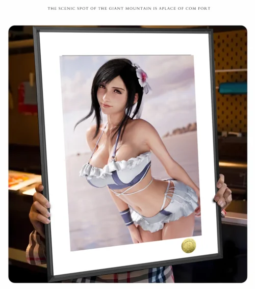 A3 & 4K Size Innocent Swimsuit Ver. Tifa Lockhart Decorative Painting - (FF7) Final Fantasy VII Decoration Painting - HuangGua Studio - Image 2