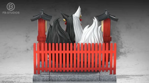 1/6 Scale Black White Fox - Original Design Resin Statue - FB Studio - Image 2