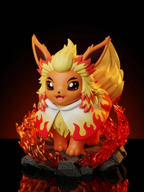 Small & Big Scale Kyojuro Rengoku Cosplay Flareon - Demon Slayer: Kimetsu No Yaiba Pokemon Resin Statue - ZhengHuo Studio - Image 1