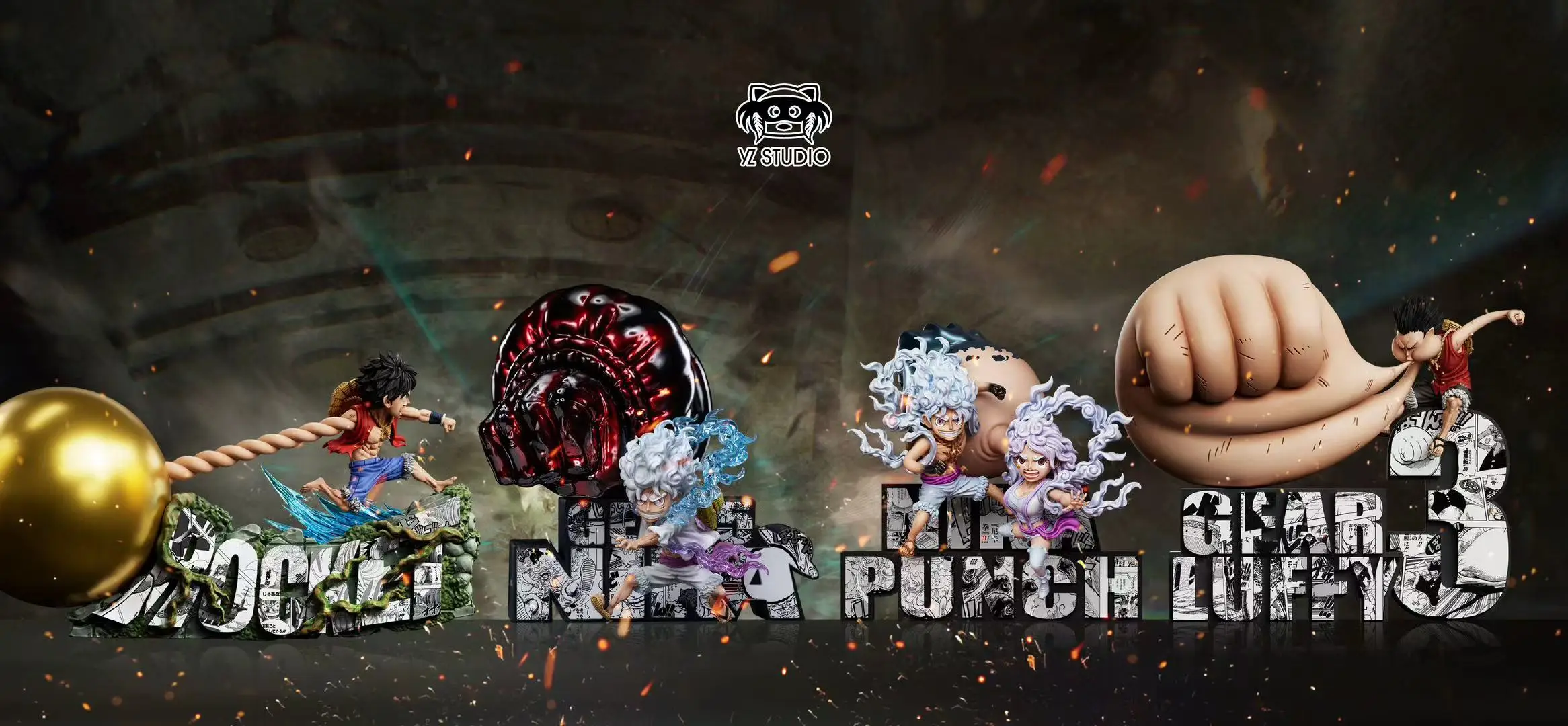 Future Island Arc Nika Punch Monkey D. Luffy & Jewelry Bonney - ONE PIECE Statue - YZ Studios - Image 7