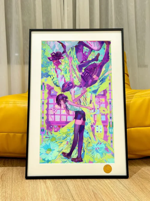 Dopamine Style Denji & Reze Decorative Painting - Chainsaw Man - Xingkong Studio - Image 1