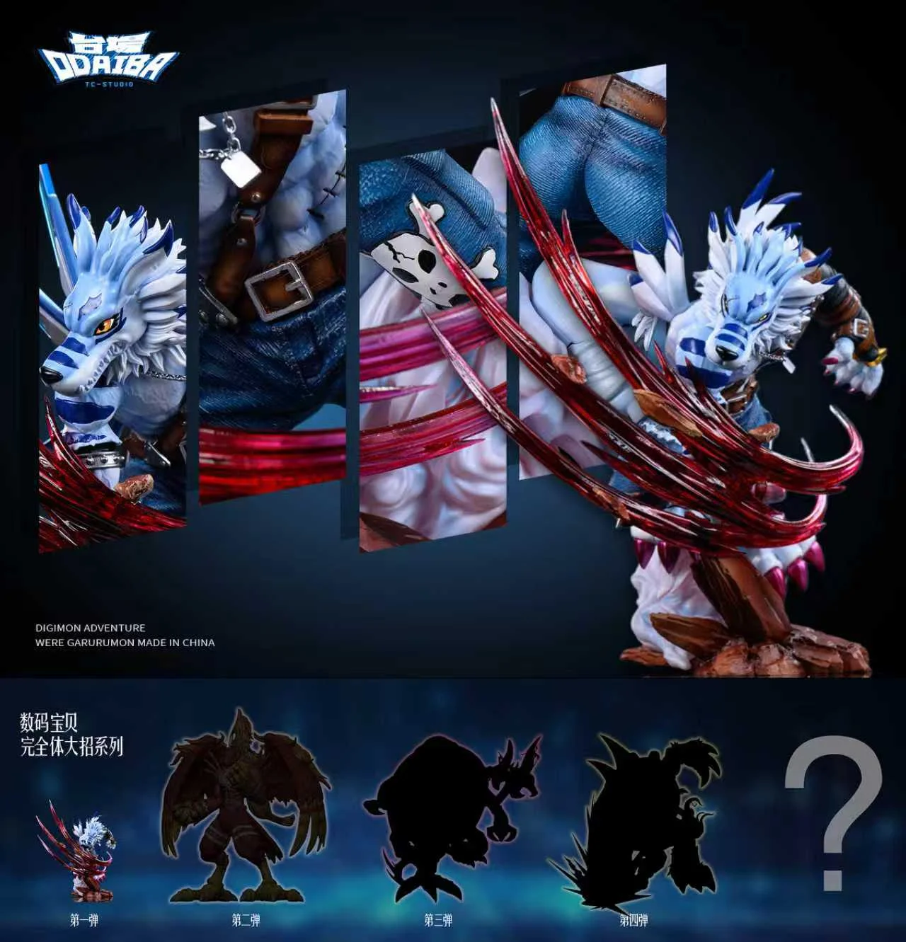 Were Garurumon & Shadow WereGarurumon - Digimon Resin Statue - TaiChang Studio - Image 6