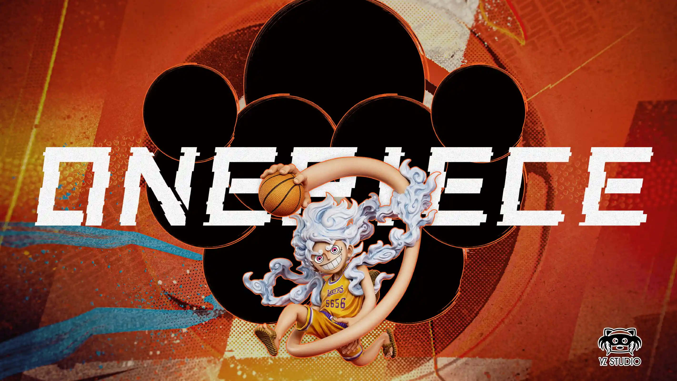 Dream Team Series 001 Lakers Nika Monkey D. Luffy - ONE PIECE Statue - YZ Studios - Image 2