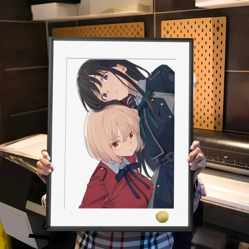 A3 & 4K Size Looking Down Chisato Nishikigi & Takina Inoue Decorative Painting - Lycoris Recoil Decoration Painting - HuangGua Studio - Image 1