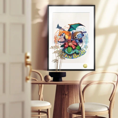 A3 & 4K Size Kanto Starter Pokemon Decorative Painting - Pokemon Decoration Painting - HuangGua Studio - Image 2