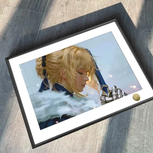 A3 & 4K Size Side Profile of Saber Artoria Pendragon Decorative Painting - Fate/Stay Night Decoration Painting - HuangGua Studio - Image 2