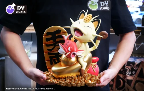 Lucky Meowth Catching Magikarp - Pokemon Resin Statue - DY Studio - Image 1