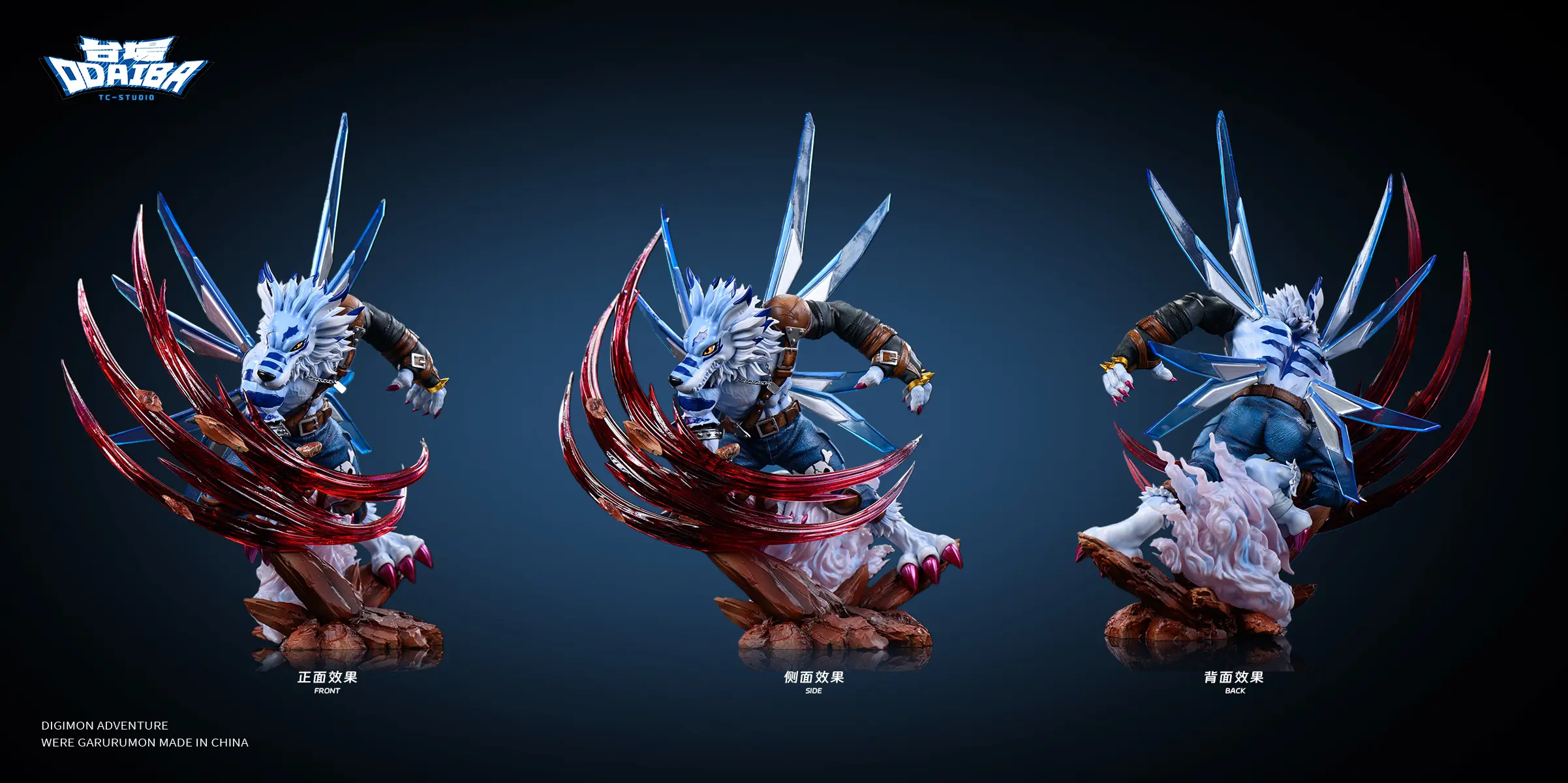 Were Garurumon & Shadow WereGarurumon - Digimon Resin Statue - TaiChang Studio - Image 4