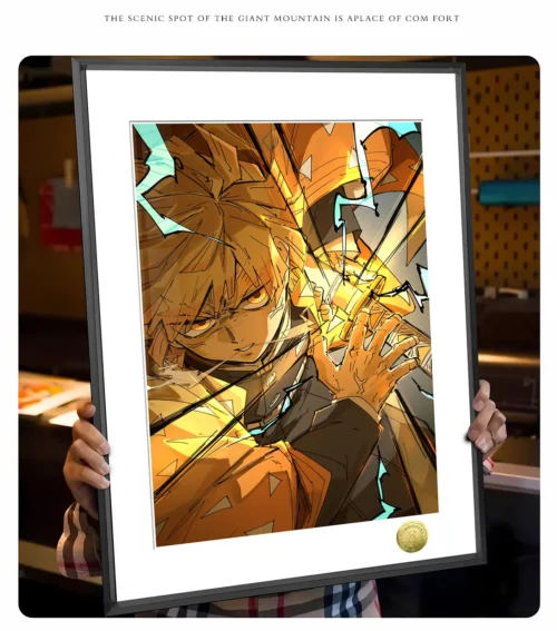 A3 & 4K Size Zenitsu Agatsuma Decorative Painting - Demon Slayer: Kimetsu No Yaiba Decoration Painting - HuangGua Studio - Image 2