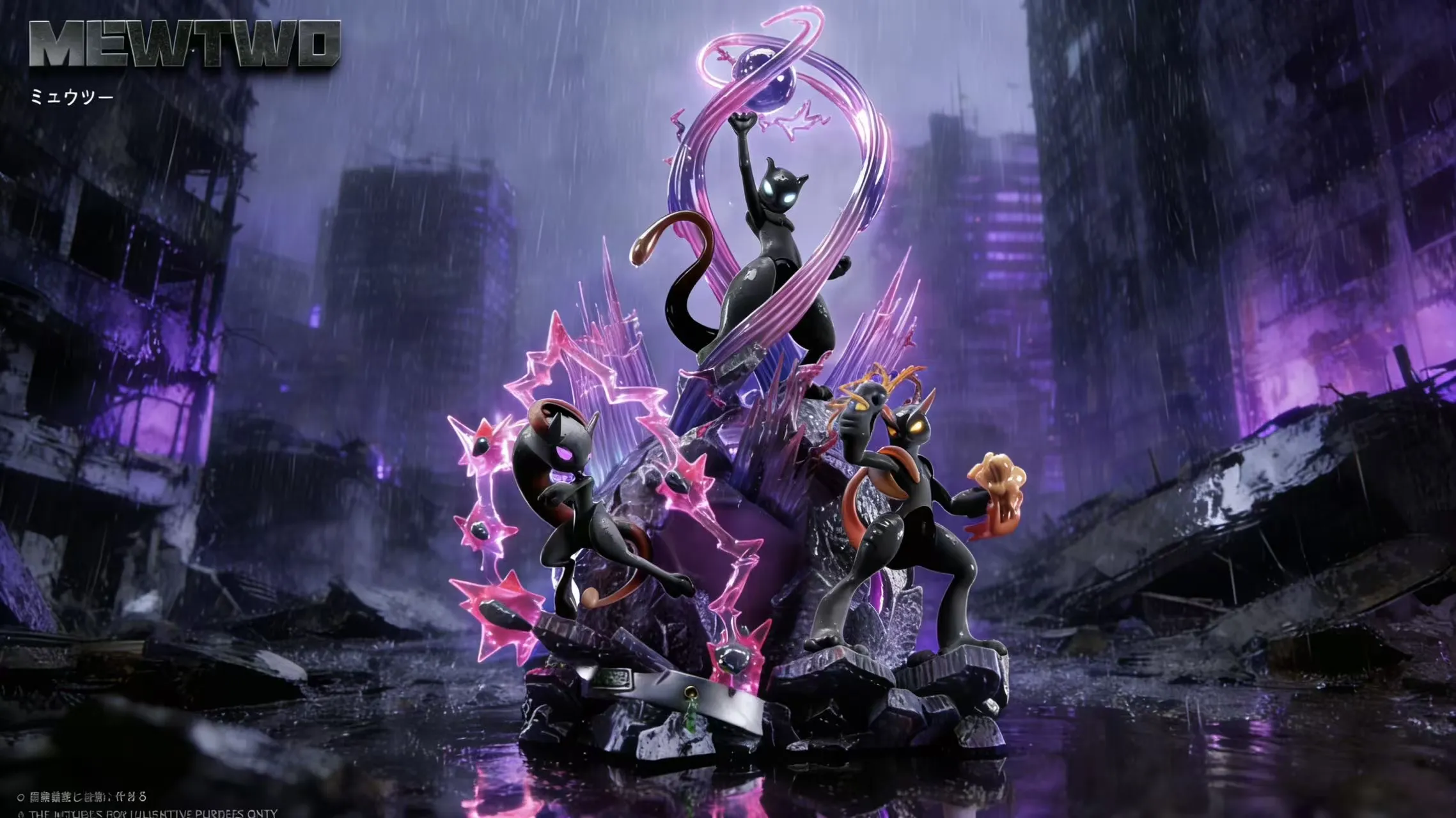 1/20 Scale World Zukan Evolution of Mewtwo Set with LED - Pokemon Resin Statue - JP Studio - Image 3