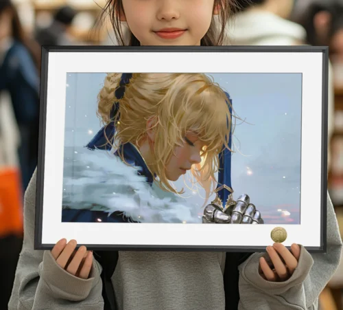 A3 & 4K Size Side Profile of Saber Artoria Pendragon Decorative Painting - Fate/Stay Night Decoration Painting - HuangGua Studio - Image 1