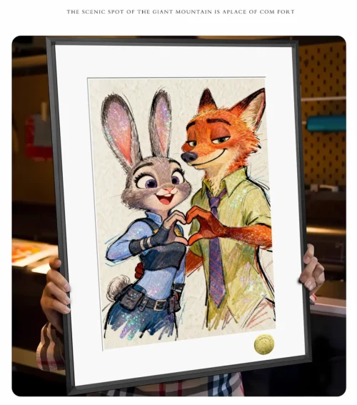 A3 & 4K Size Officer Judy Hopps & Nick Wilde Decorative Painting - Zootopia Decoration Painting - HuangGua Studio - Image 2