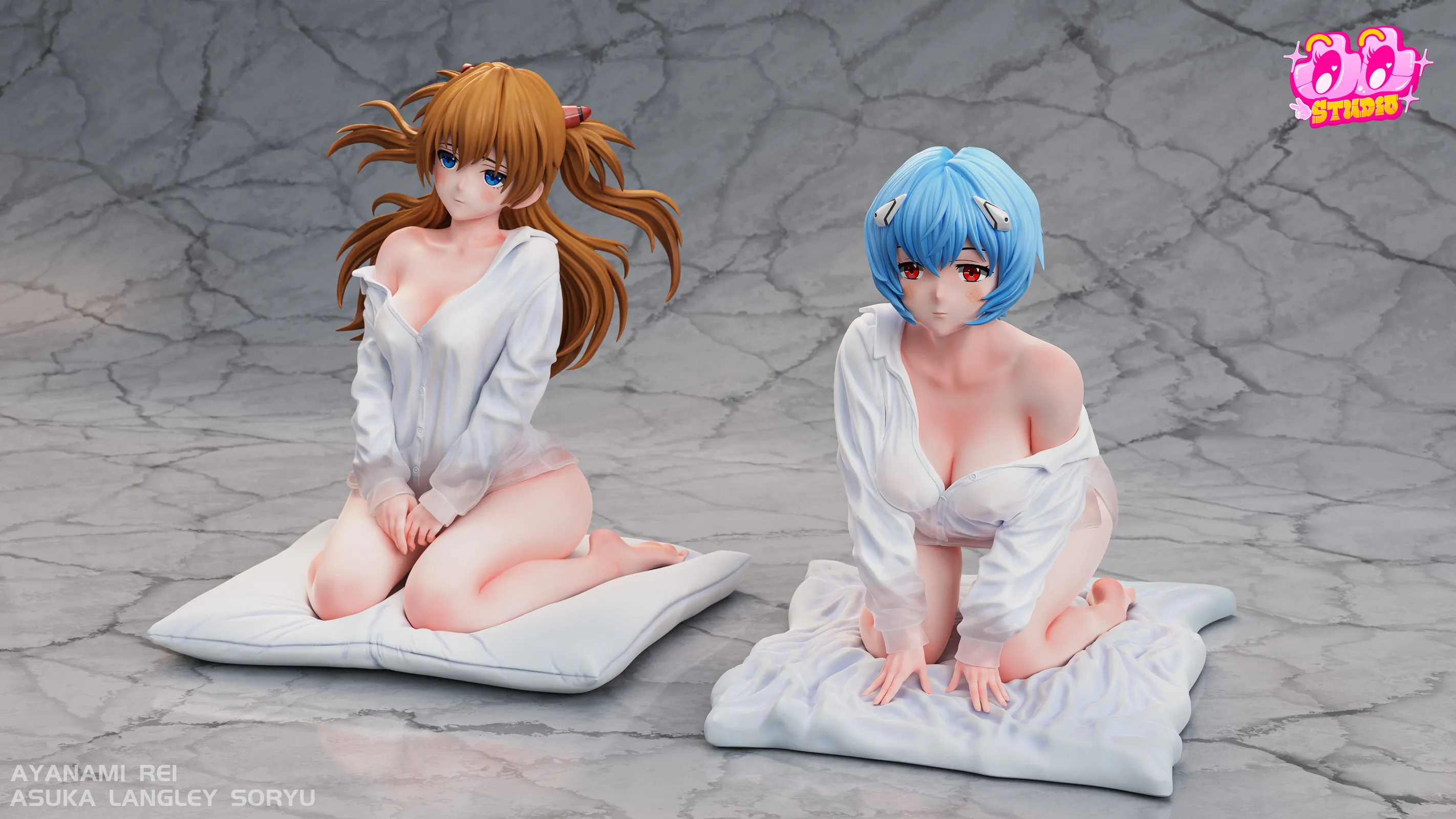 Shirt Ver. Asuka Langley Soryu & Rei Ayanami - (EVA) Neon Genesis EVAngelion Resin Statue - TuTu Studio - Image 1