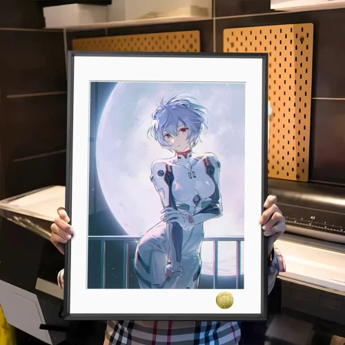 A3 & 4K Size Rei Ayanami Under Moon Decorative Painting - (EVA) Neon Genesis EVAngelion Decoration Painting - HuangGua Studio - Image 1