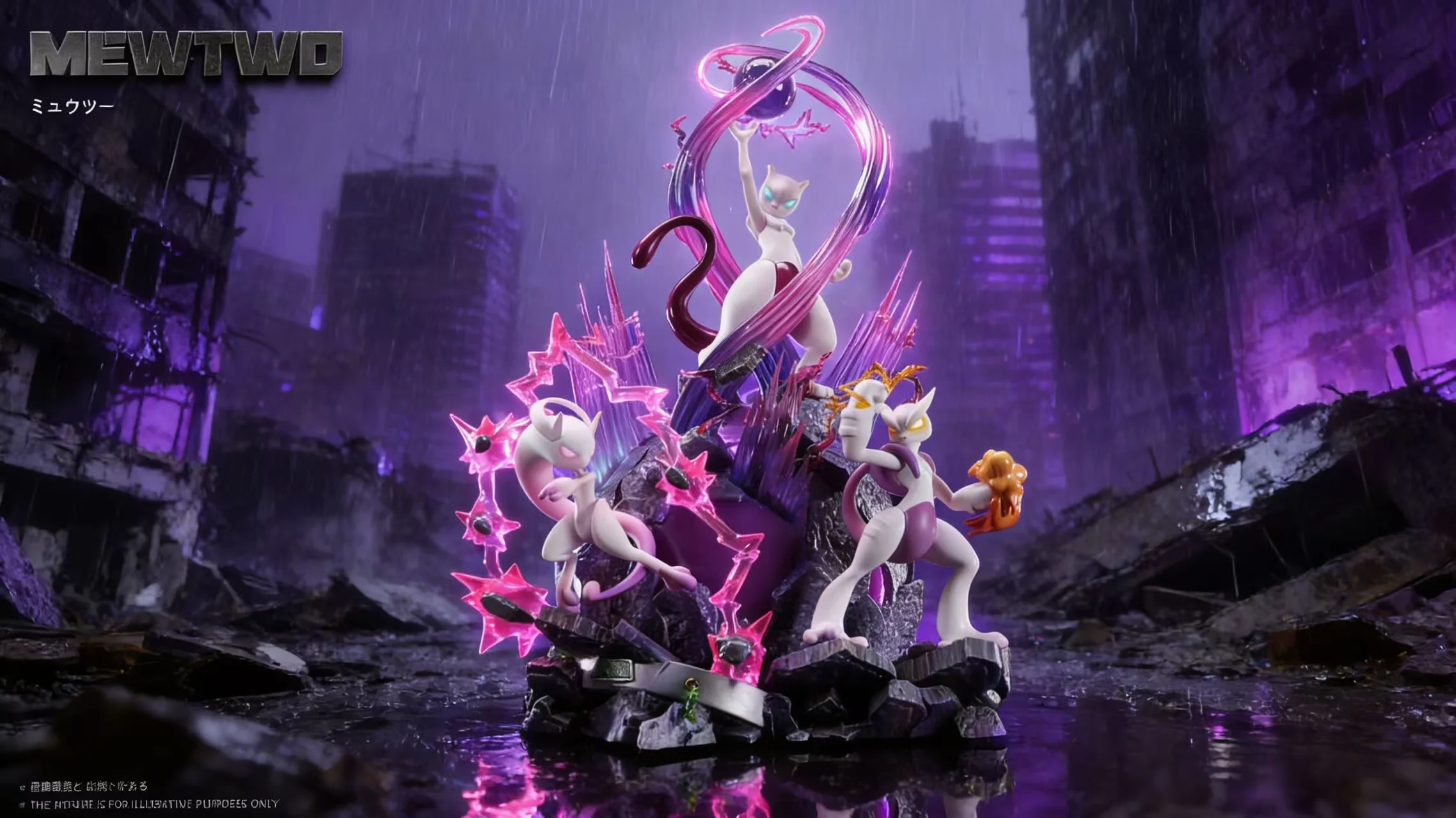 1/20 Scale World Zukan Evolution of Mewtwo Set with LED - Pokemon Resin Statue - JP Studio - Image 2