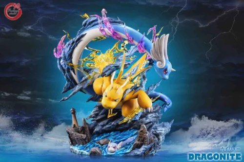 GX Evolution Series Dragonite Family with LED - Pokemon Resin Statue - Fantasy Studios - Image 1