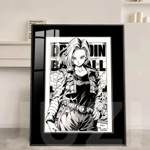 Black-and-White Style Android 18 Decorative Painting - Dragon Ball Decorative Painting - JuZi Studio - Image 1
