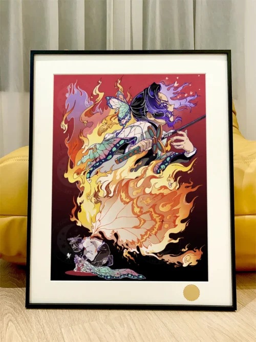 Shinobu Kocho in Flame Decorative Painting - Demon Slayer: Kimetsu No Yaiba - Xingkong Studio - Image 1