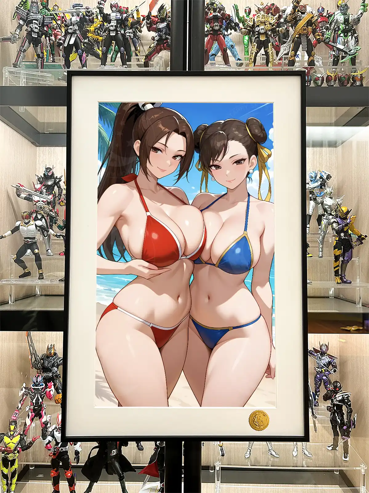 Red & Blue Swimsuit Mai Shiranui & Chun-Li Decorative Painting - Street Fighter - Xingkong Studio - Image 2