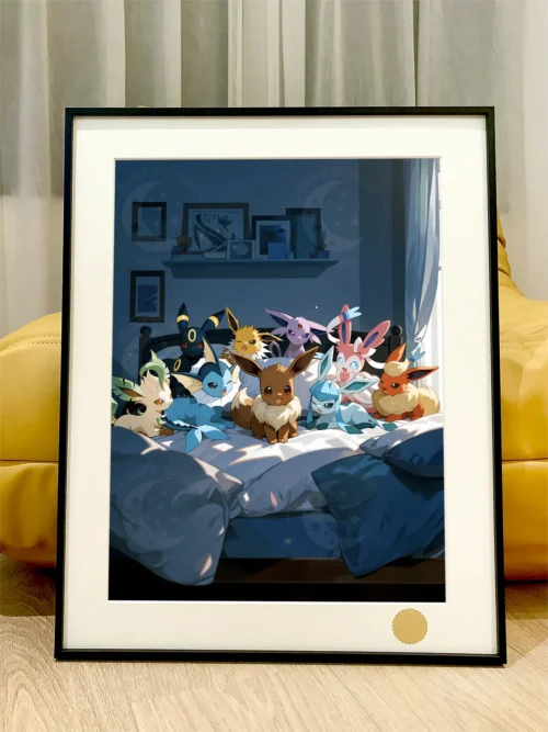 Eevee Family on the Bed Decorative Painting - Pokemon - Xingkong Studio - Xingkong Studio - Image 1