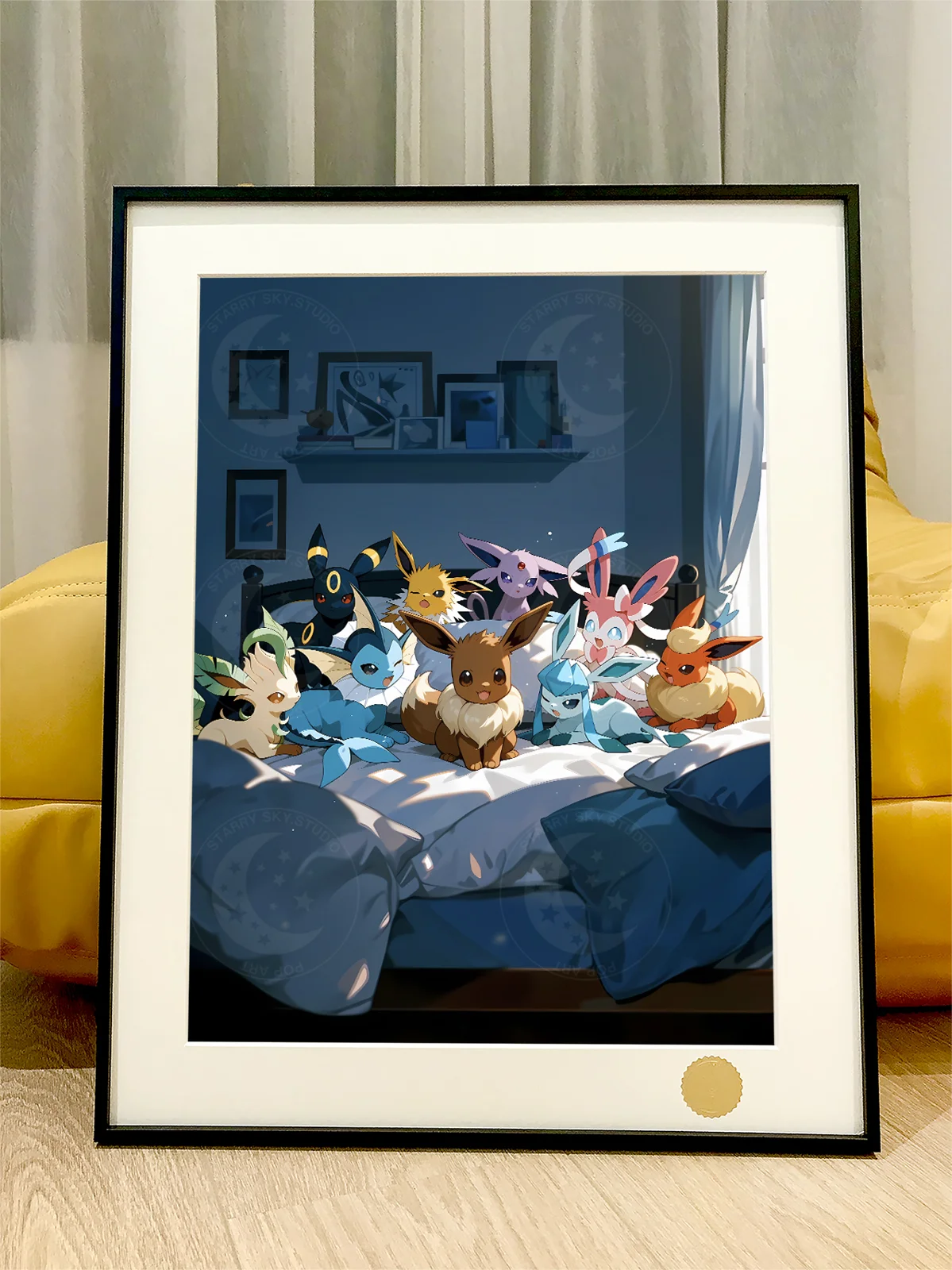 Eevee Family on the Bed Decorative Painting - Pokemon - Xingkong Studio - Xingkong Studio - Image 1