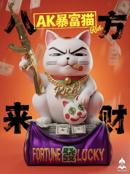AK Lucky Fortune Cat - Original Design Resin Statue - NINETY SEVEN Studio - Image 1