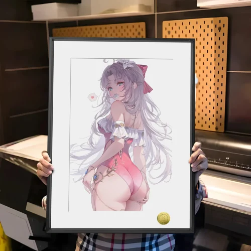 A3 & 4K Size Sweet Swimsuit Carlotta Decorative Painting - Wuthering Waves Decoration Painting - HuangGua Studio - Image 1