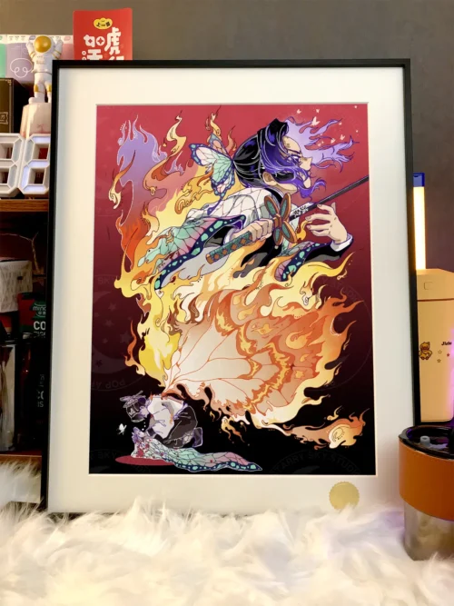 Shinobu Kocho in Flame Decorative Painting - Demon Slayer: Kimetsu No Yaiba - Xingkong Studio - Image 2