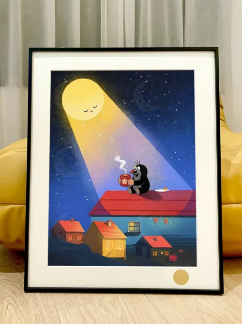 The Mole under Moon Decorative Painting - The Little Mole - Xingkong Studio - Image 1