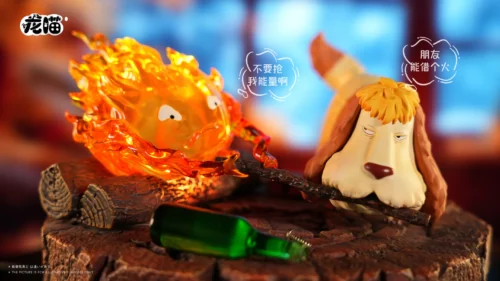 Calcifer & Heen with LED - Howl's Mobving Castle Resin Statue - LongMiao Studio - Image 2