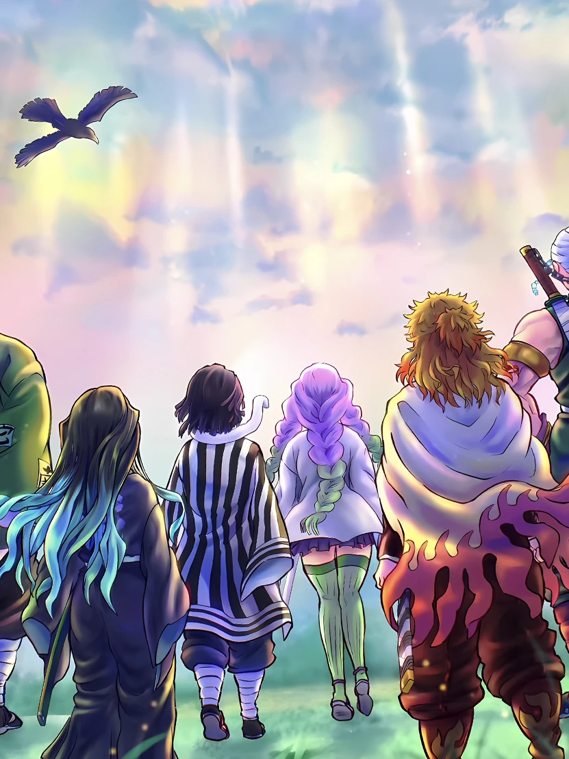 The Back View of Nine Hashira Decorative Painting - Demon Slayer: Kimetsu No Yaiba - Xingkong Studio - Image 3