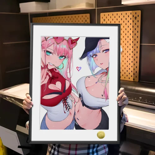 A3 & 4K Size Zero Two & Lucyna Kushinada Decorative Painting - DARLING in the FRANXX Cyberpunk: Edgerunners Decoration Painting - HuangGua Studio - Image 1