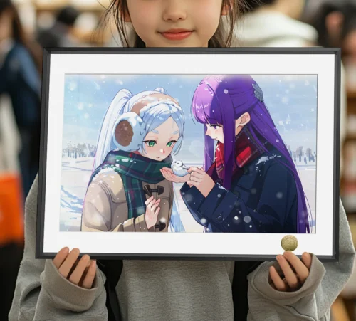 A3 & 4K Size Frieren & Fern in Winter Decorative Painting - Frieren: Beyond Journey's End Decoration Painting - HuangGua Studio - Image 1