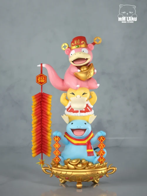 Slowpoke & Psyduck & Quagsire Celebrating New Year - Pokemon Resin Statue - MMLAND Studio - Image 1