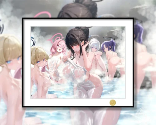 Female Students in Hot Spring Decorative Painting - Blue Archive - H-TWO Studio - Image 1