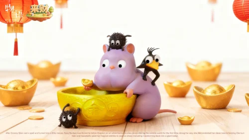 Boh Holding Gold Bowl - Spirited Away Resin Statue - WuYu Studio - Image 1