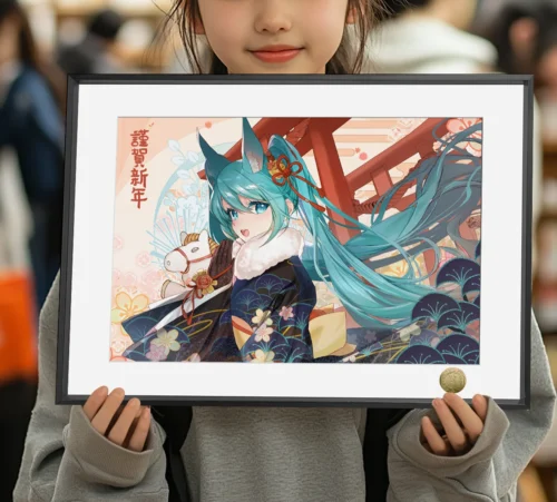 A3 & 4K Size New Year 2026 Hatsune Miku Decorative Painting - VOCALOID Decoration Painting - HuangGua Studio - Image 1