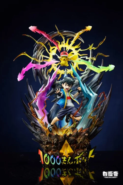 1/8 Scale Pikanium Z Thunderbolt Ash Ketchum & Pikachu with LED - Pokemon Resin Statue - WHITE NOISE STUDIO - Image 1