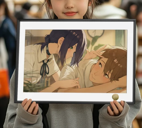 A3 & 4K Size School Couple Reze & Denji Decorative Painting - Chainsaw Man Decoration Painting - HuangGua Studio - Image 1