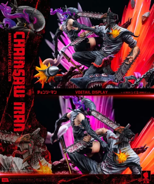 Denji VS Reze with LED - Chainsaw Man Resin Statue - Big Feeler Studio - Image 2