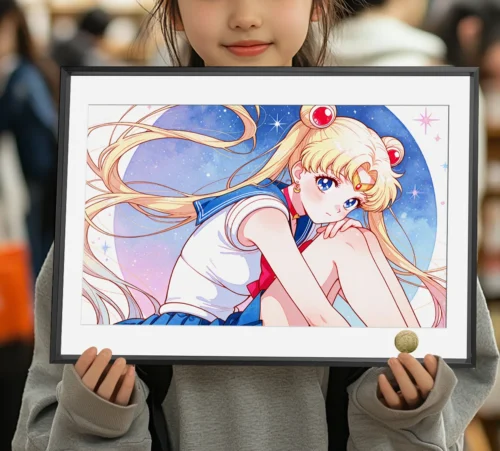 A3 & 4K Size Beautiful Girl Usagi Tsukino Decorative Painting - Sailor Moon Decoration Painting - HuangGua Studio - Image 1