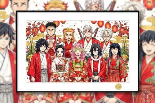 New Year Ver. Nine Hashira Decorative Painting - Demon Slayer: Kimetsu No Yaiba - H-TWO Studio - Image 1